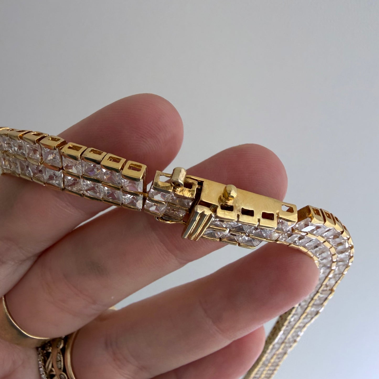 LIKE A LIVE // glam on a budget / gold over sterling silver cz tennis necklace / 18.25", 54g