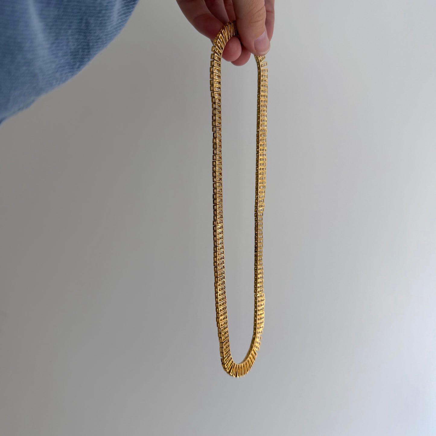 LIKE A LIVE // glam on a budget / gold over sterling silver cz tennis necklace / 18.25", 54g