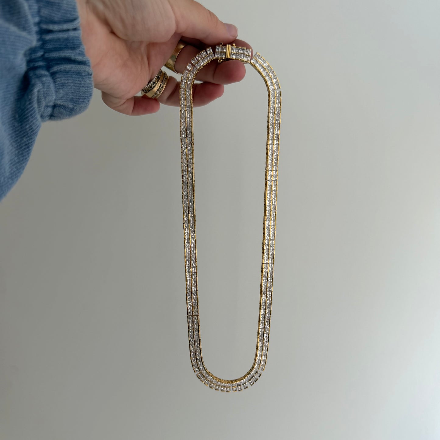 LIKE A LIVE // glam on a budget / gold over sterling silver cz tennis necklace / 18.25", 54g