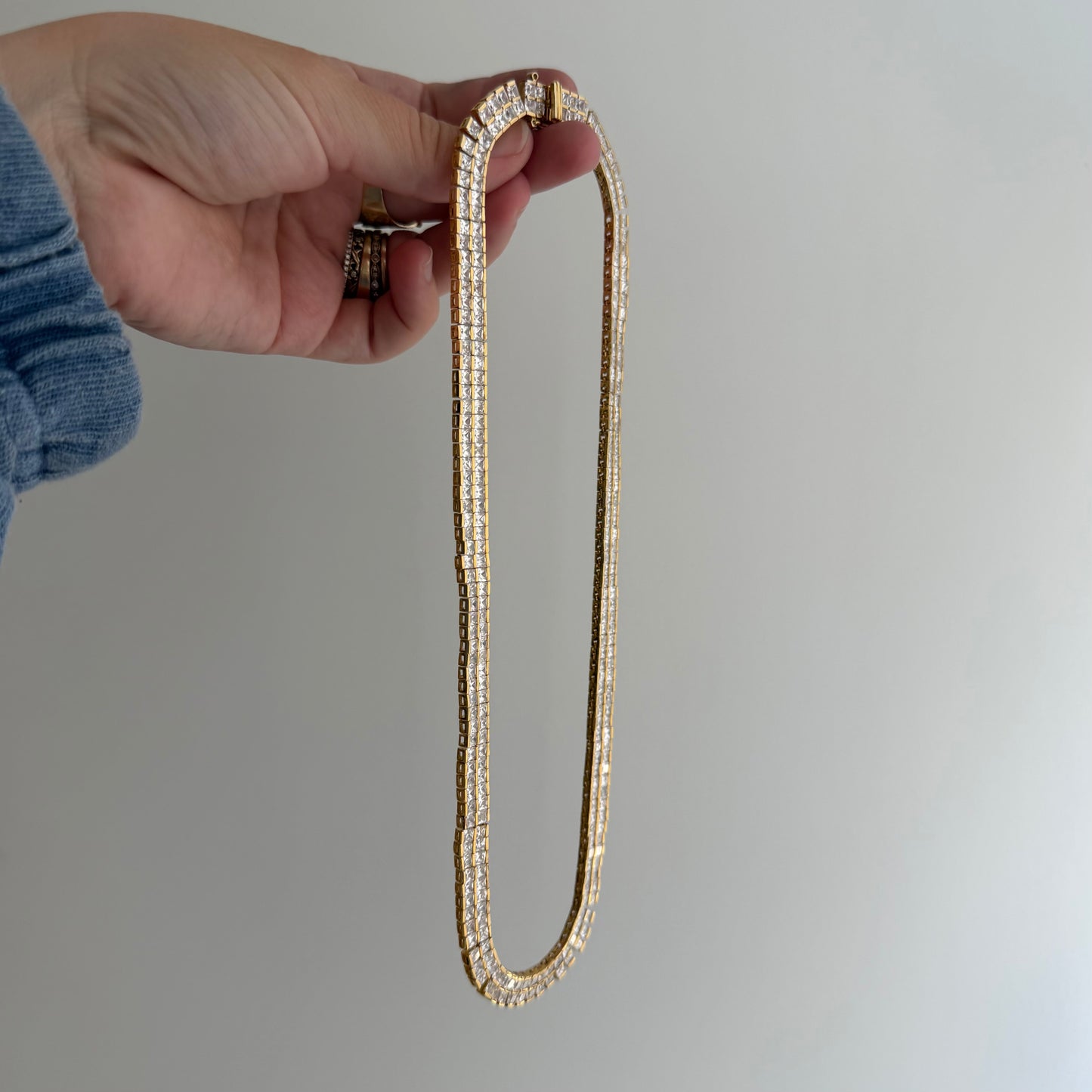 LIKE A LIVE // glam on a budget / gold over sterling silver cz tennis necklace / 18.25", 54g