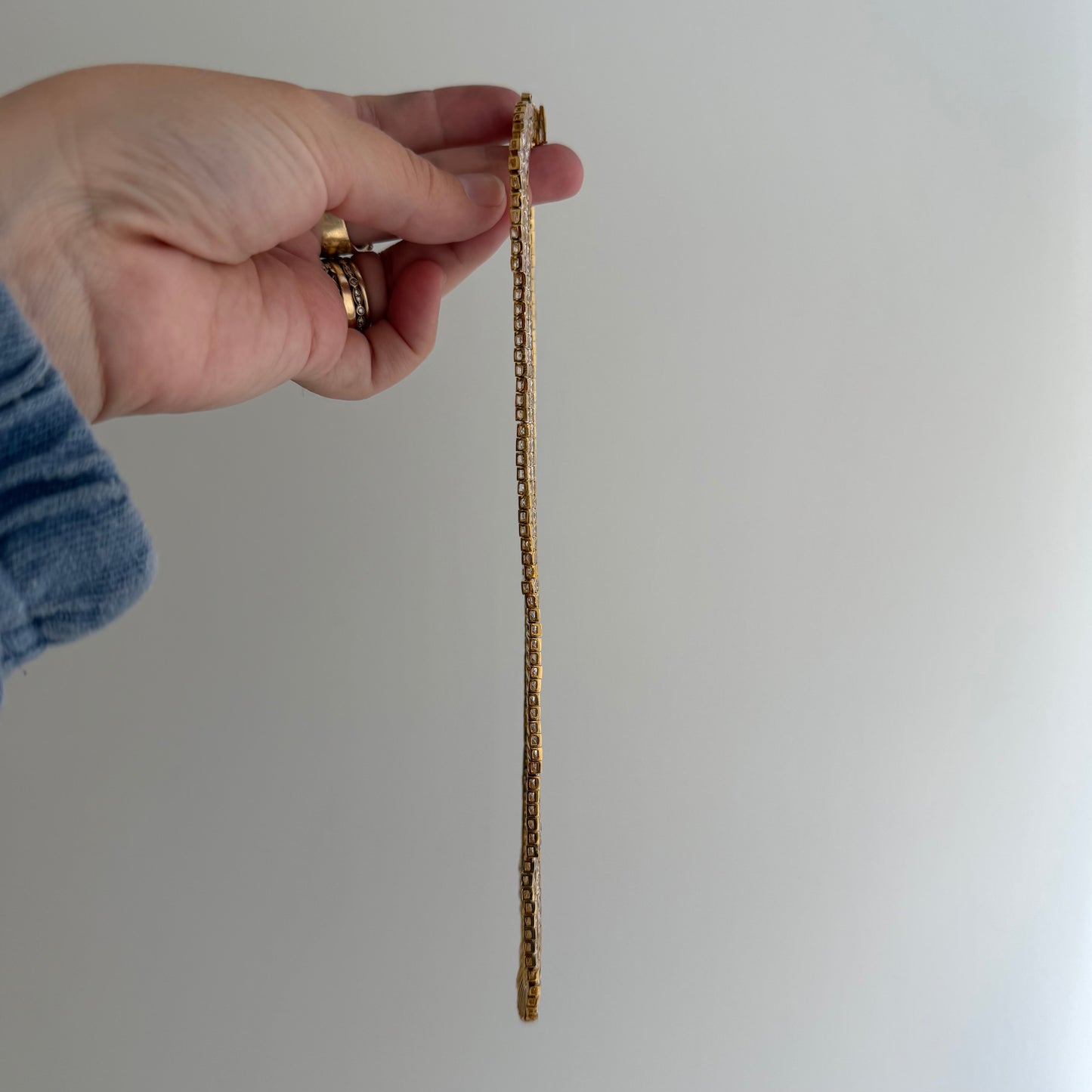 LIKE A LIVE // glam on a budget / gold over sterling silver cz tennis necklace / 18.25", 54g