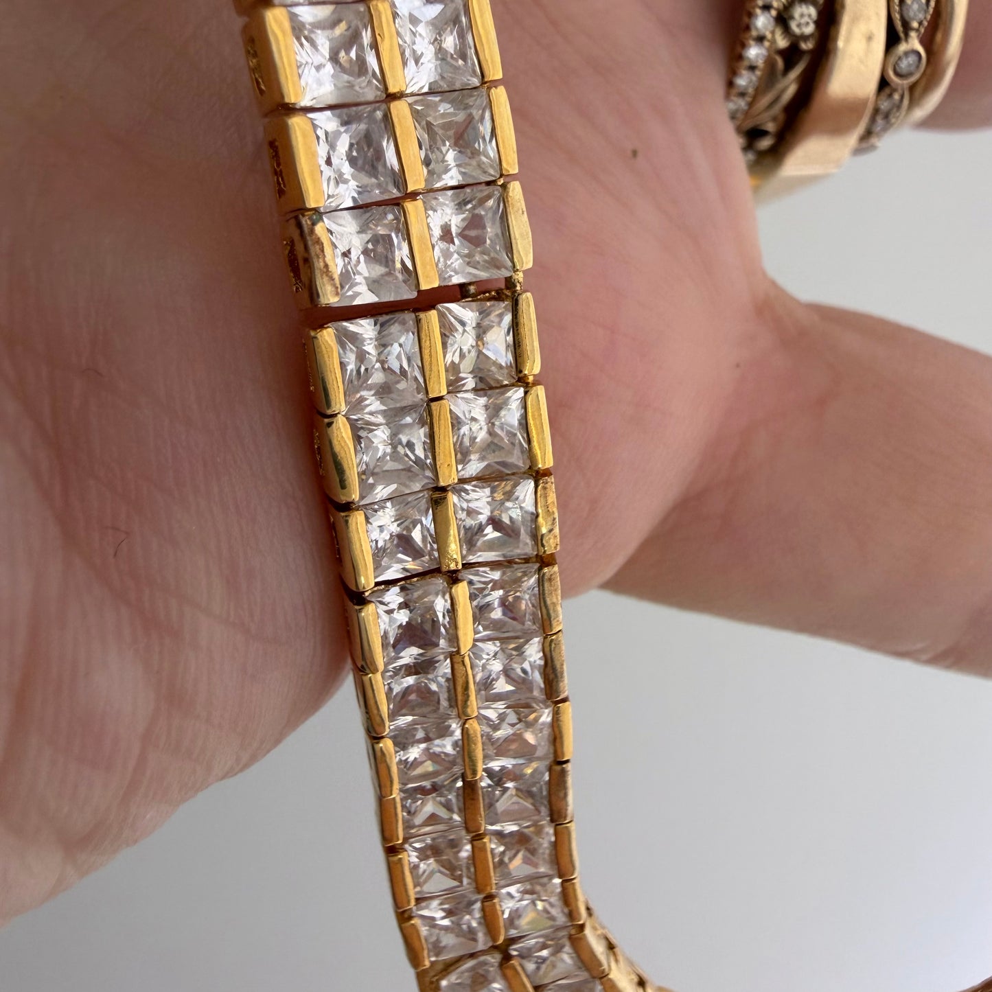 LIKE A LIVE // glam on a budget / gold over sterling silver cz tennis necklace / 18.25", 54g