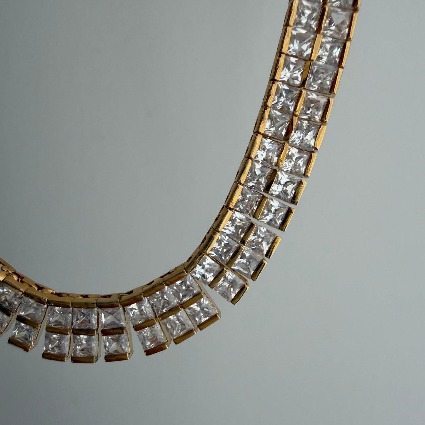 LIKE A LIVE // glam on a budget / gold over sterling silver cz tennis necklace / 18.25", 54g