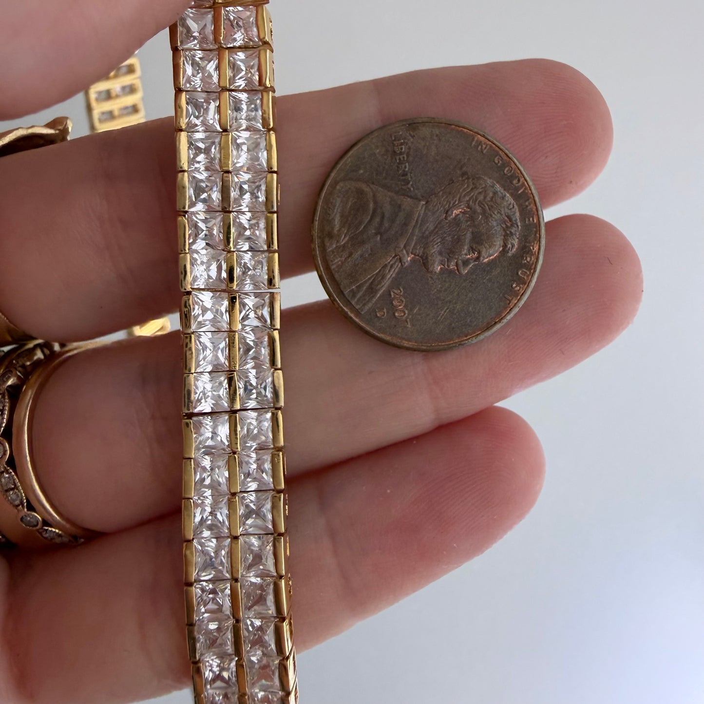 LIKE A LIVE // glam on a budget / gold over sterling silver cz tennis necklace / 18.25", 54g