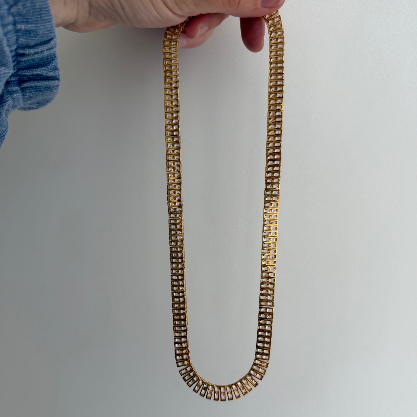 LIKE A LIVE // glam on a budget / gold over sterling silver cz tennis necklace / 18.25", 54g