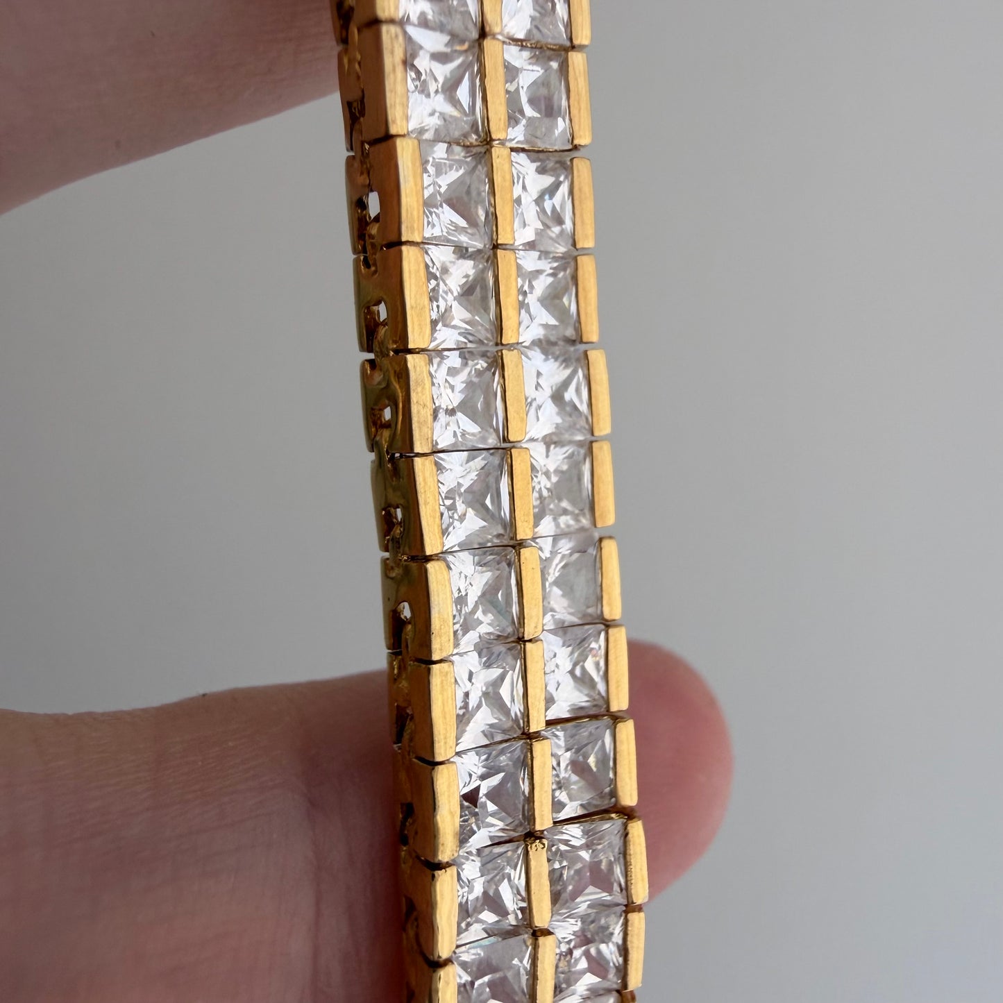 LIKE A LIVE // glam on a budget / gold over sterling silver cz tennis necklace / 18.25", 54g