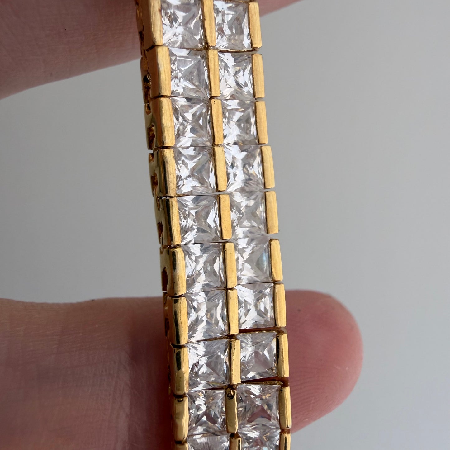LIKE A LIVE // glam on a budget / gold over sterling silver cz tennis necklace / 18.25", 54g
