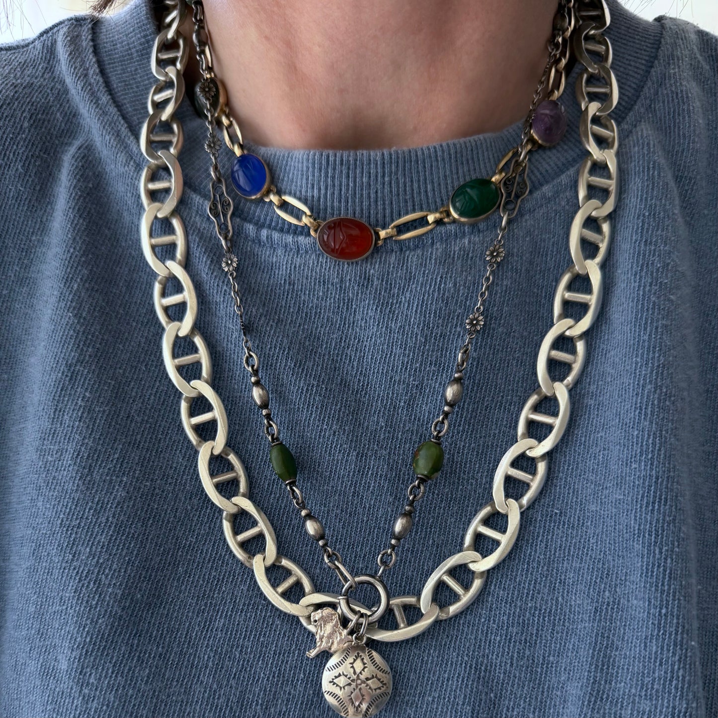 LIKE A LIVE // infinite anchors / sterling silver flat wide heavy anchor chain, ~21", 88.4g!