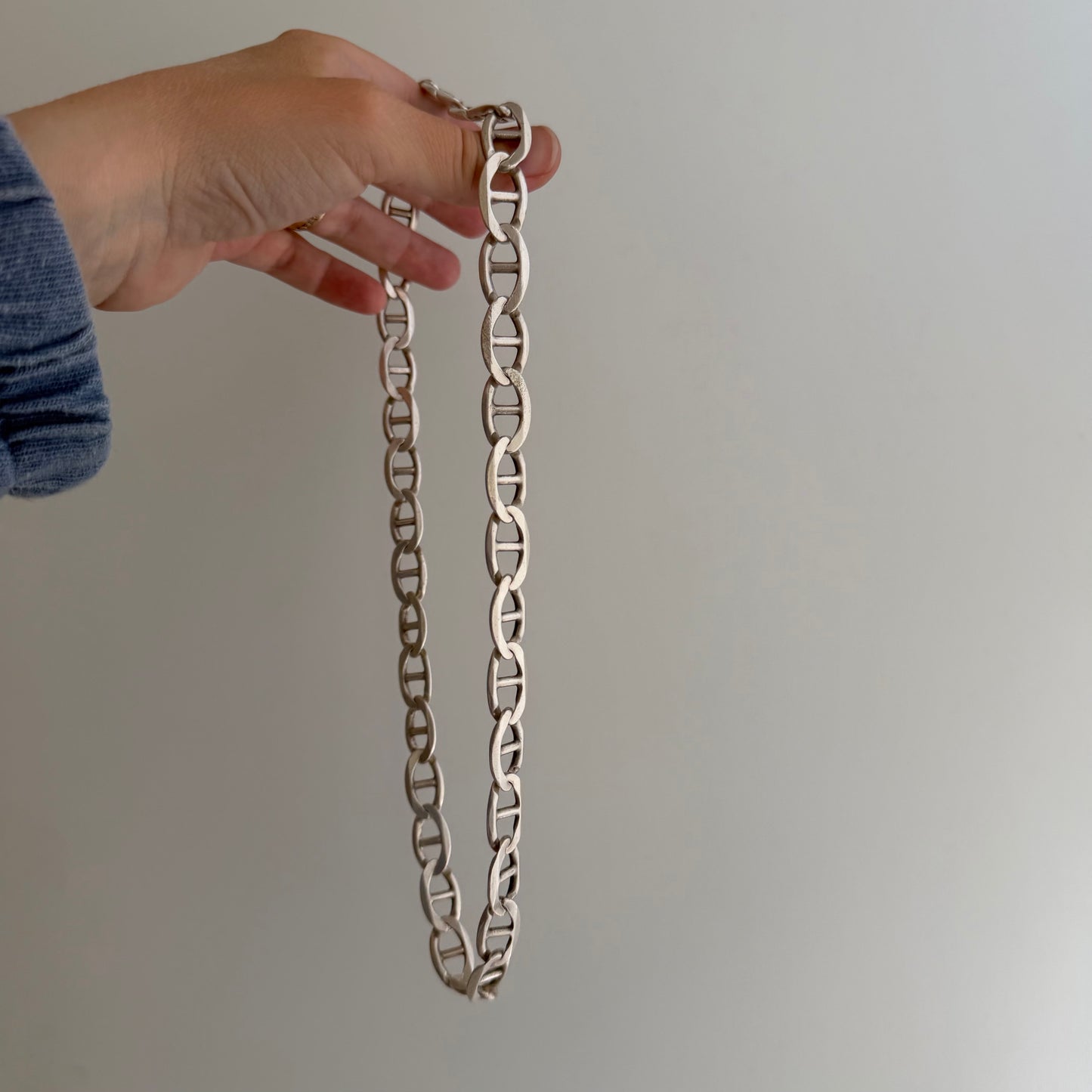 LIKE A LIVE // infinite anchors / sterling silver flat wide heavy anchor chain, ~21", 88.4g!