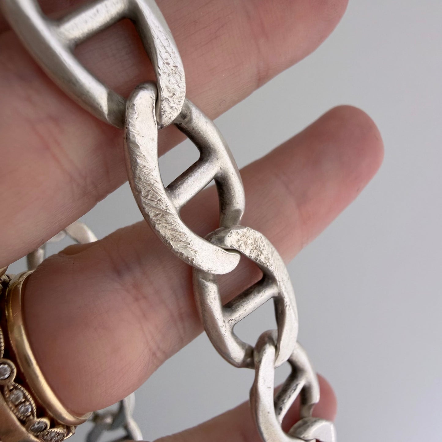 LIKE A LIVE // infinite anchors / sterling silver flat wide heavy anchor chain, ~21", 88.4g!