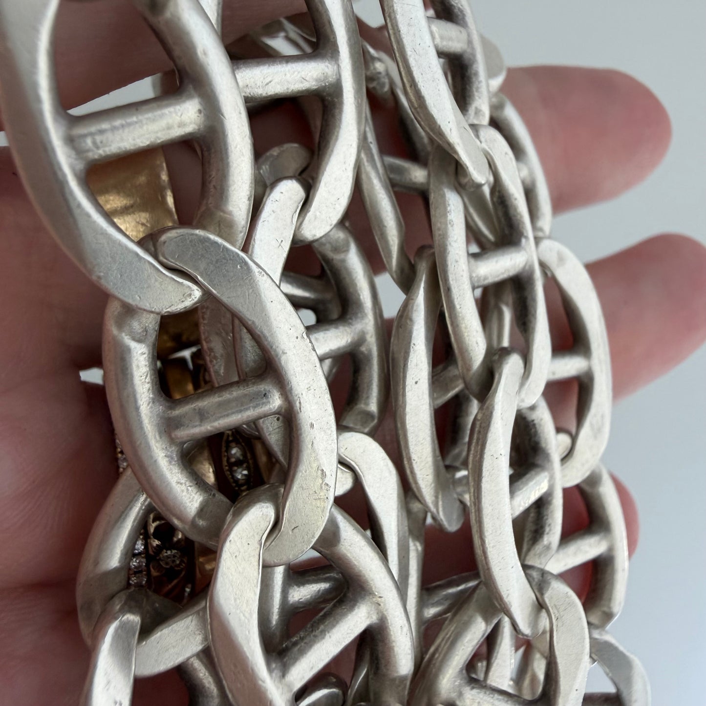 LIKE A LIVE // infinite anchors / sterling silver flat wide heavy anchor chain, ~21", 88.4g!