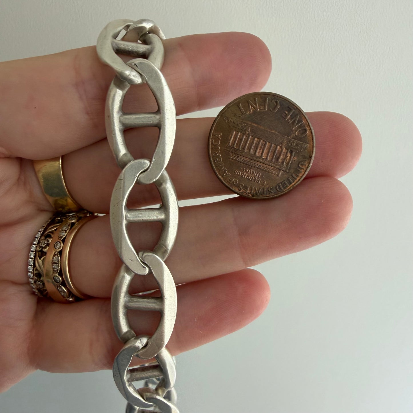 LIKE A LIVE // infinite anchors / sterling silver flat wide heavy anchor chain, ~21", 88.4g!