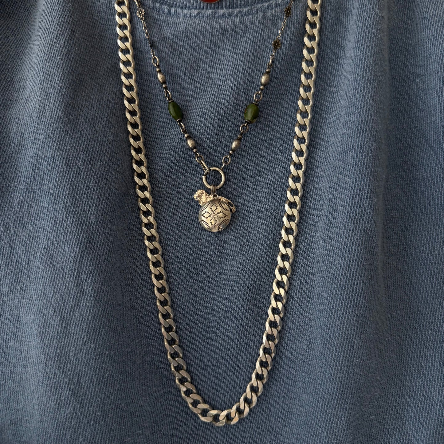 LIKE A LIVE // perfect curb chain / sterling silver chunky heavy flat chain / 30.75", 85g
