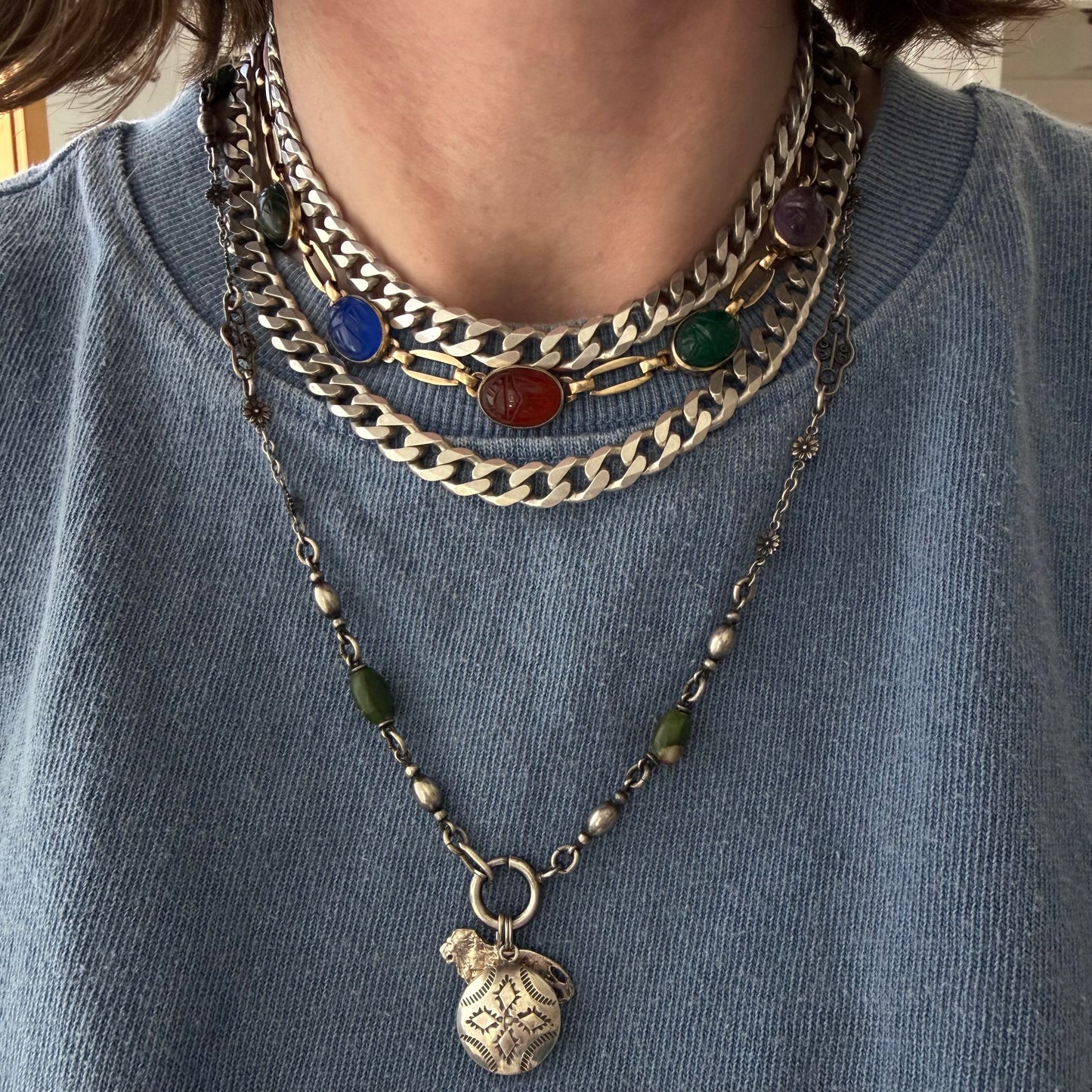 LIKE A LIVE // perfect curb chain / sterling silver chunky heavy flat chain / 30.75", 85g