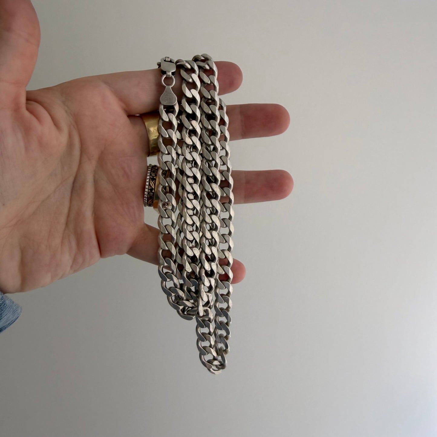 LIKE A LIVE // perfect curb chain / sterling silver chunky heavy flat chain / 30.75", 85g