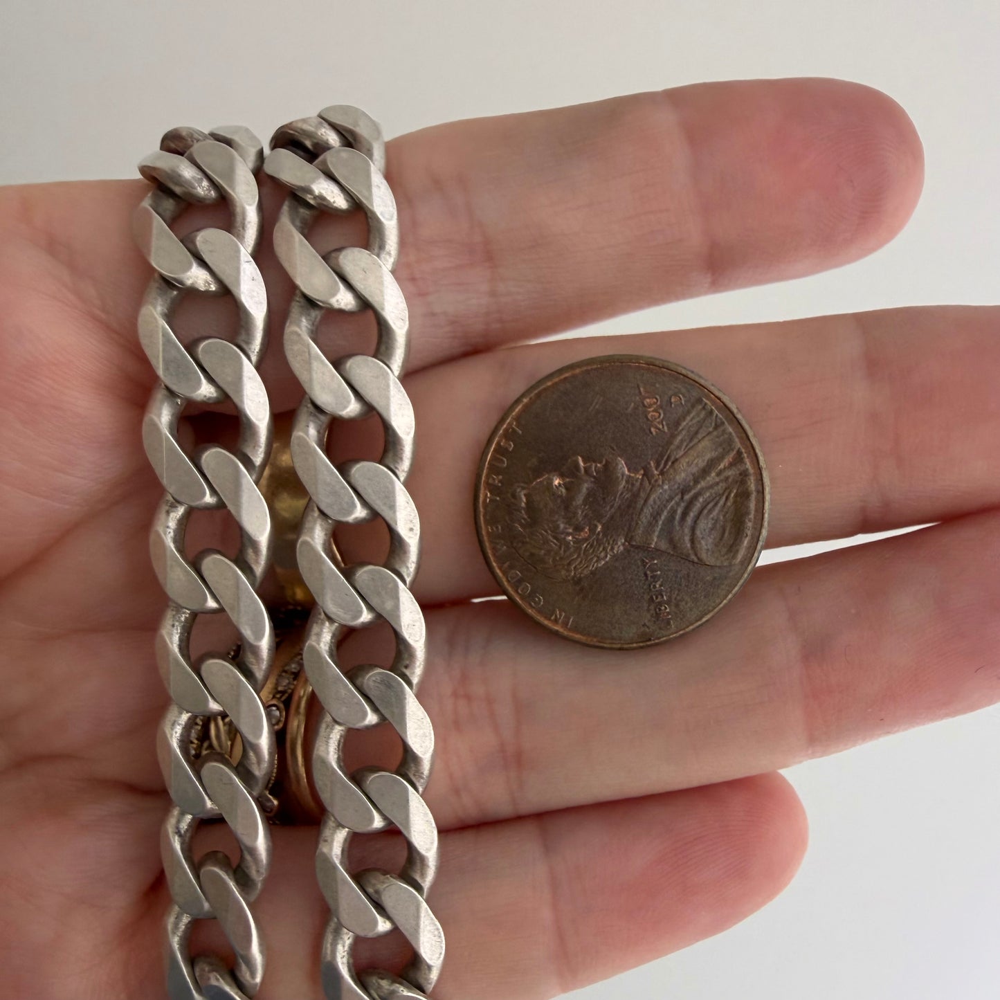 LIKE A LIVE // perfect curb chain / sterling silver chunky heavy flat chain / 30.75", 85g