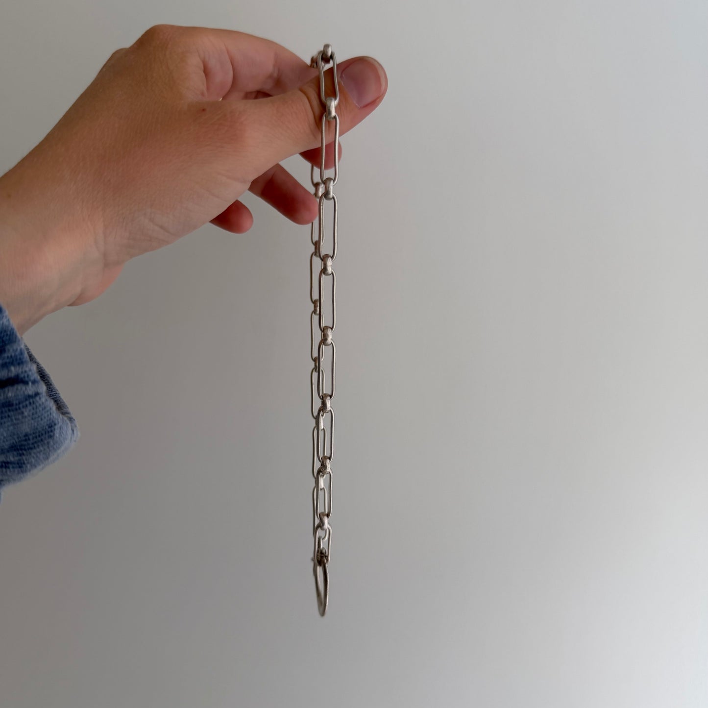 LIKE A LIVE // terrific trombone / sterling silver reworked trombone chain with carabiner charm holder clasp / ~16", 30g