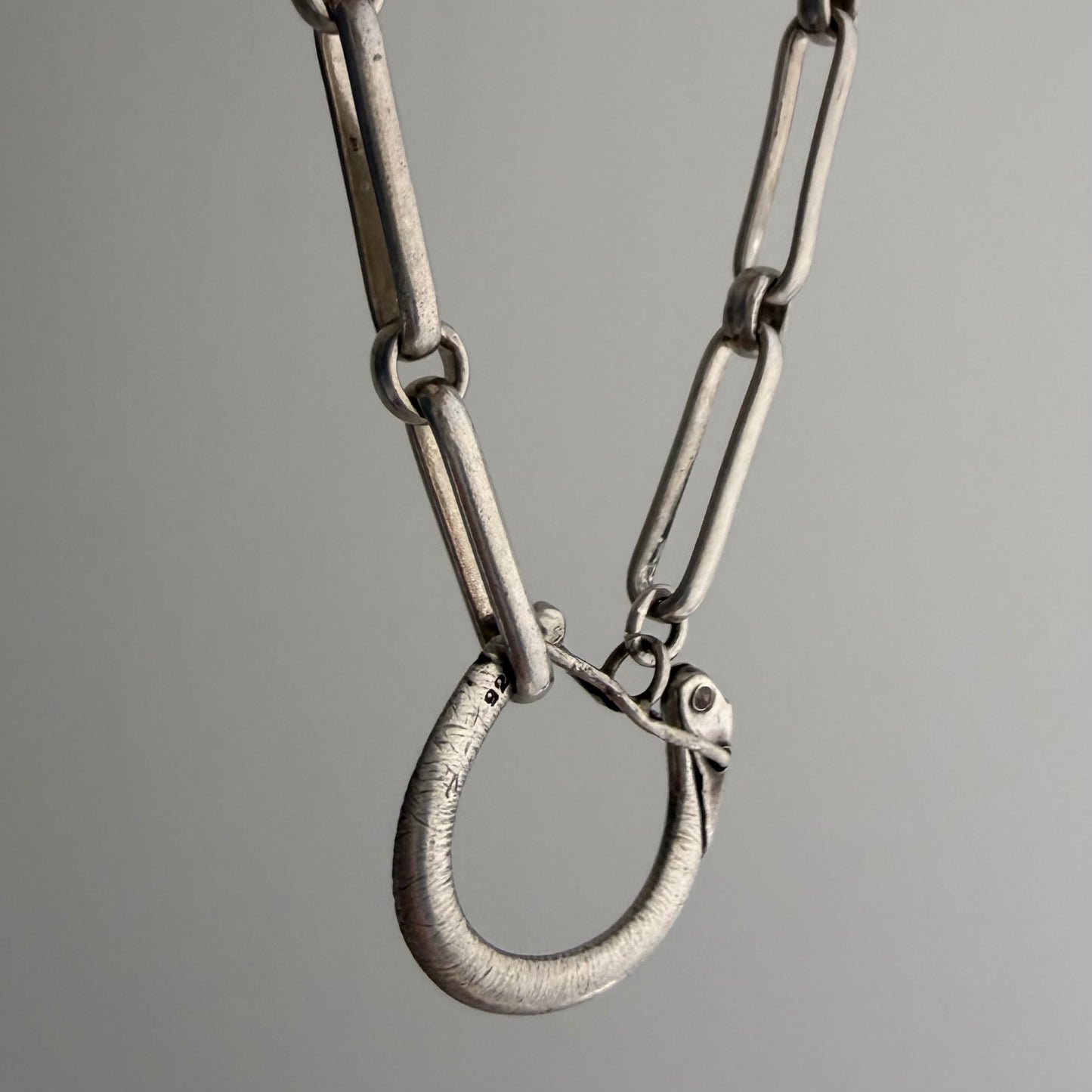 LIKE A LIVE // terrific trombone / sterling silver reworked trombone chain with carabiner charm holder clasp / ~16", 30g