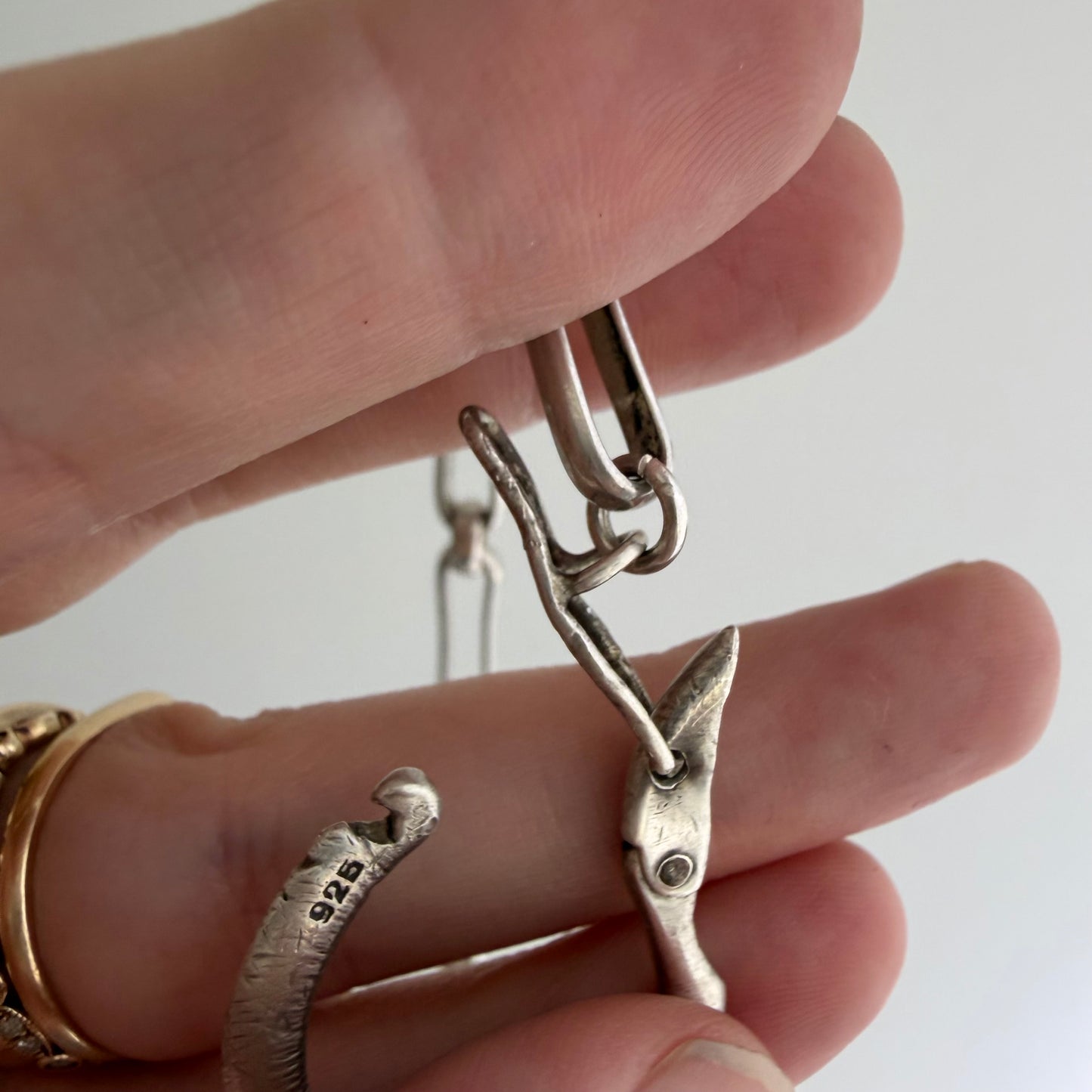LIKE A LIVE // terrific trombone / sterling silver reworked trombone chain with carabiner charm holder clasp / ~16", 30g