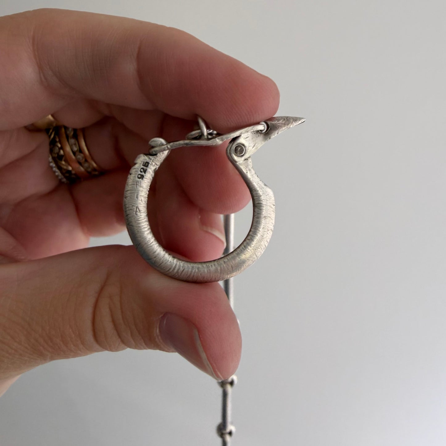 LIKE A LIVE // terrific trombone / sterling silver reworked trombone chain with carabiner charm holder clasp / ~16", 30g