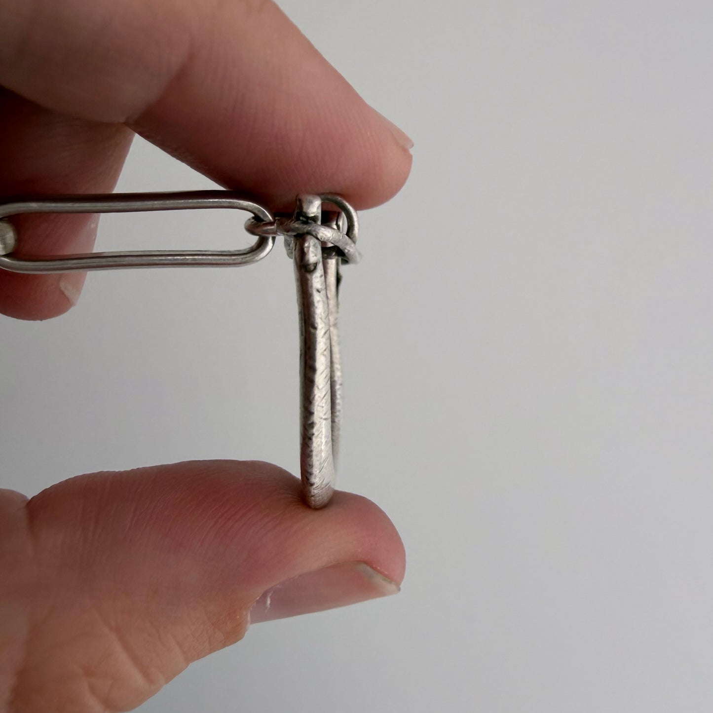 LIKE A LIVE // terrific trombone / sterling silver reworked trombone chain with carabiner charm holder clasp / ~16", 30g