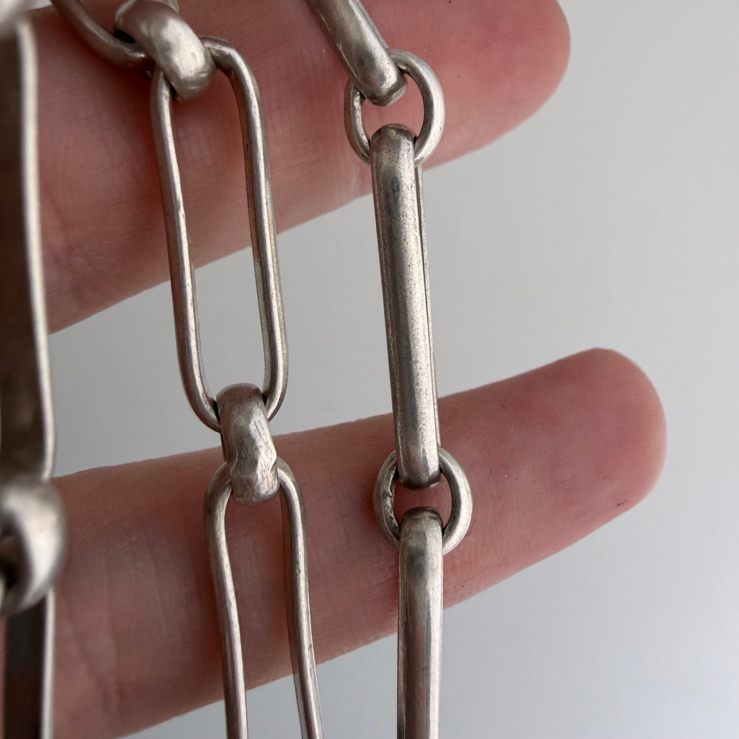 LIKE A LIVE // terrific trombone / sterling silver reworked trombone chain with carabiner charm holder clasp / ~16", 30g