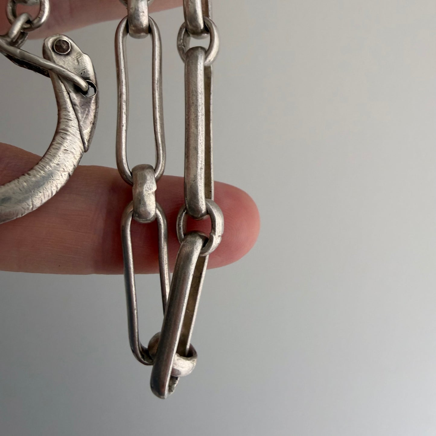 LIKE A LIVE // terrific trombone / sterling silver reworked trombone chain with carabiner charm holder clasp / ~16", 30g