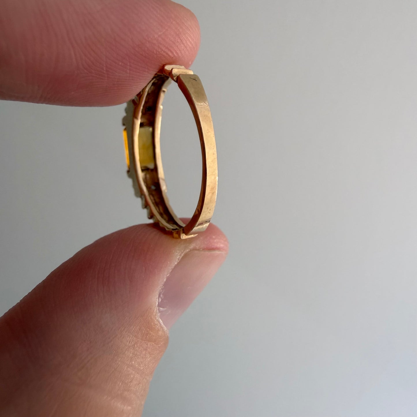 V I N T A G E // staircase to citrine / 10k with citrine and diamond geometric stacking ring / size 4.5+