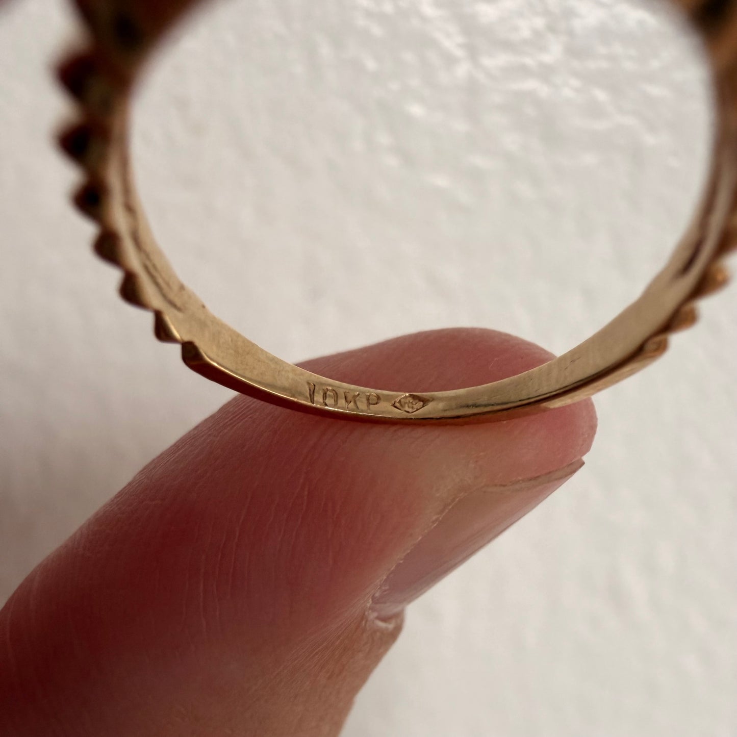 V I N T A G E // staircase to citrine / 10k with citrine and diamond geometric stacking ring / size 4.5+