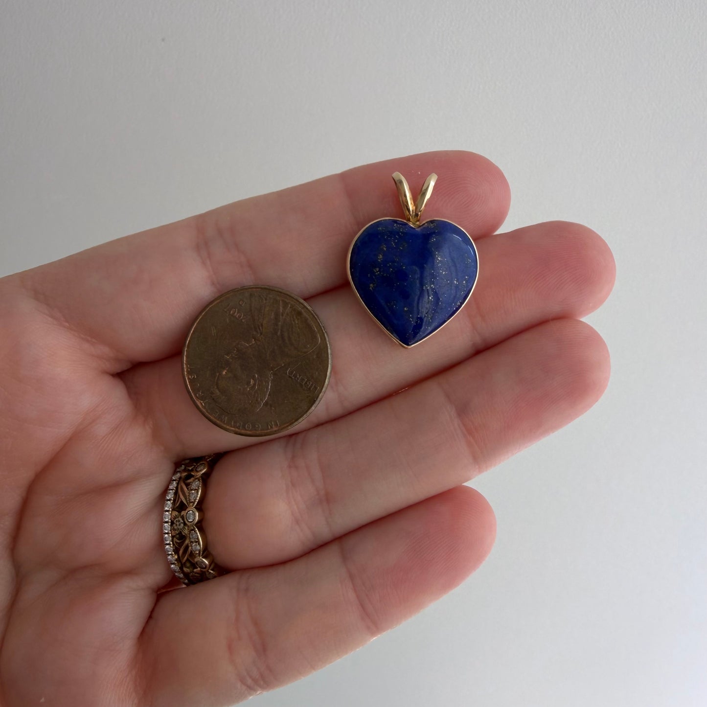 E S T A T E // as above so below kinda love / 14k bezel set lapis lazuli heart / a pendant