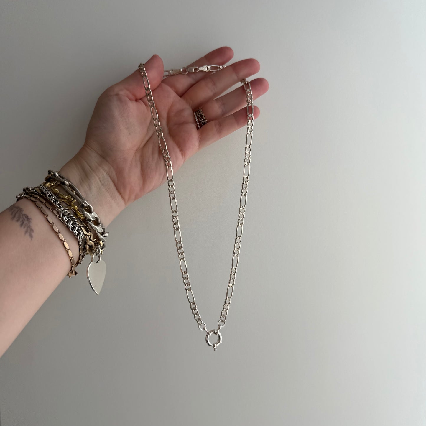 reimagined V I N T A G E // modern day watch chain / re-worked sterling silver figaro chain / 20.5"+, 16.4g