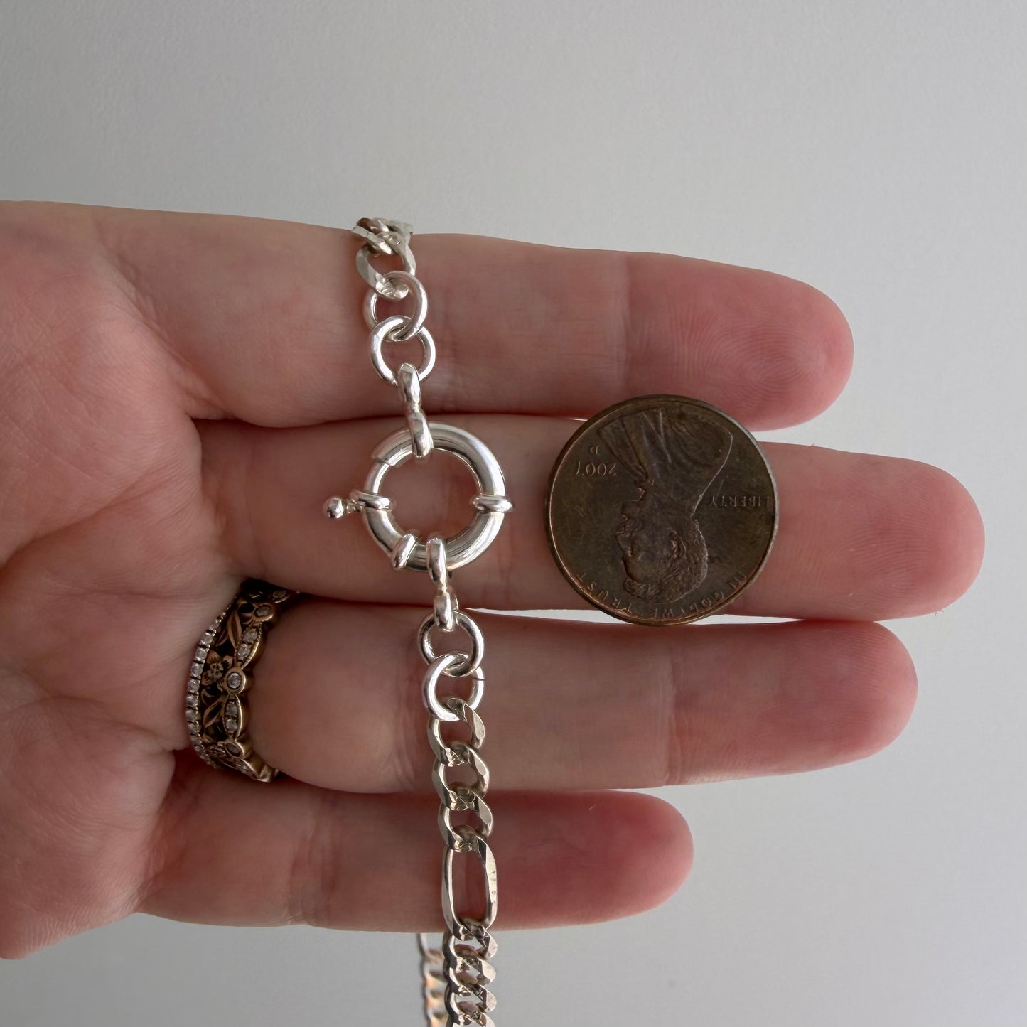 reimagined V I N T A G E // modern day watch chain / re-worked sterling silver figaro chain / 20.5"+, 16.4g