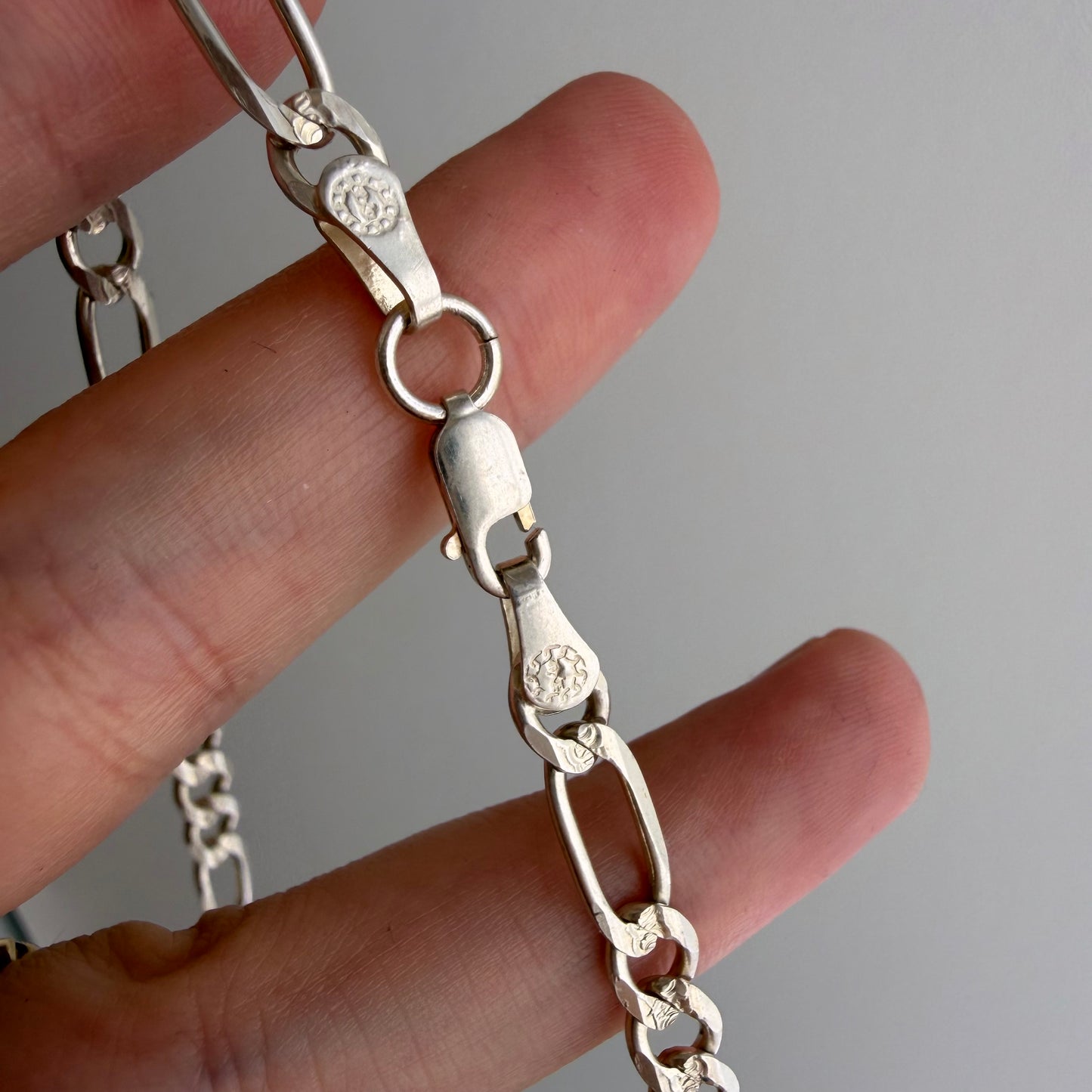 reimagined V I N T A G E // modern day watch chain / re-worked sterling silver figaro chain / 20.5"+, 16.4g