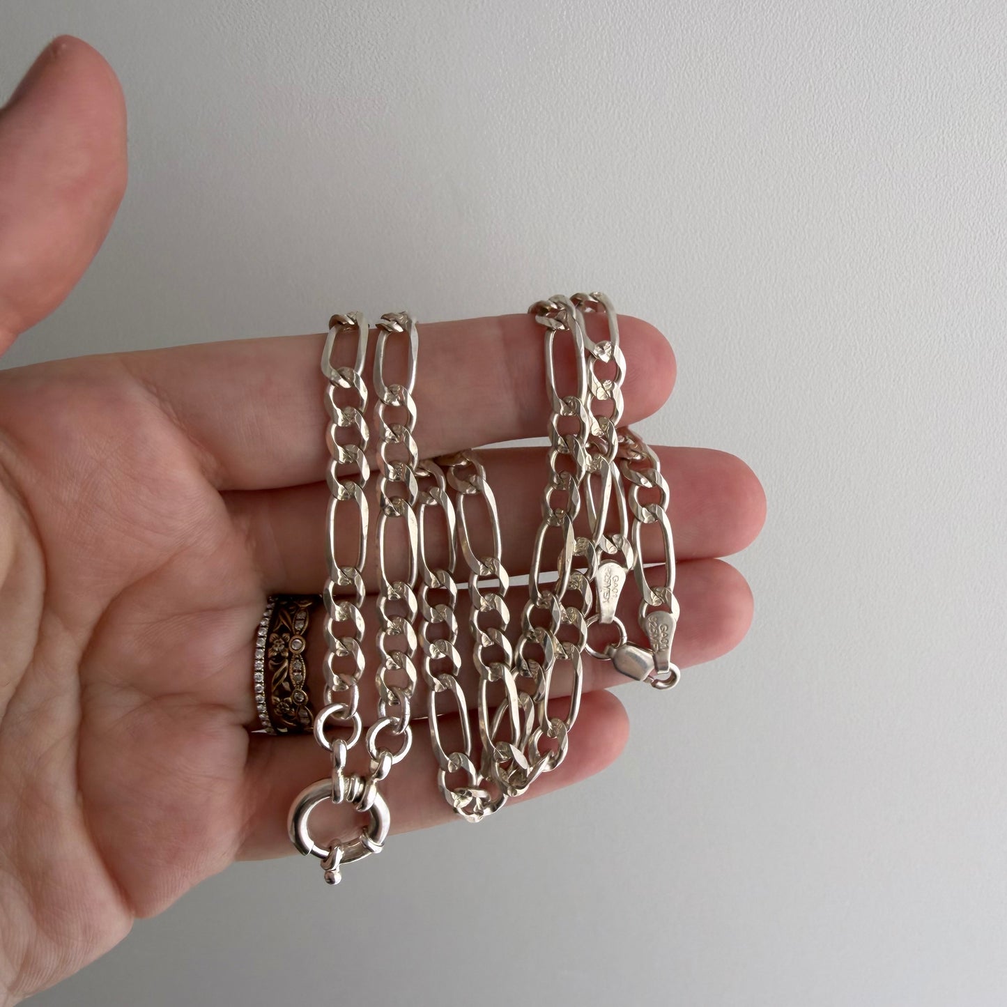 reimagined V I N T A G E // modern day watch chain / re-worked sterling silver figaro chain / 20.5"+, 16.4g