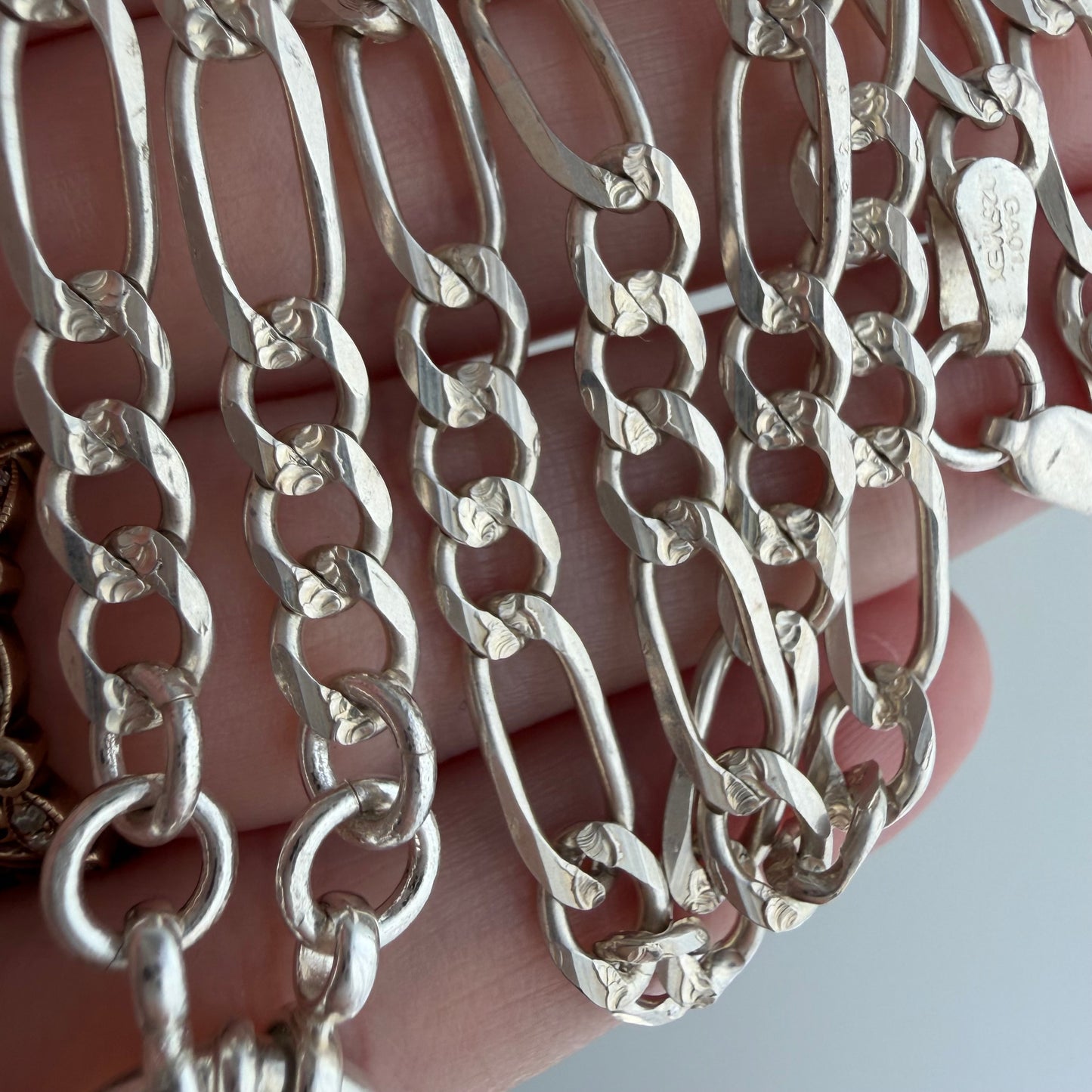 reimagined V I N T A G E // modern day watch chain / re-worked sterling silver figaro chain / 20.5"+, 16.4g