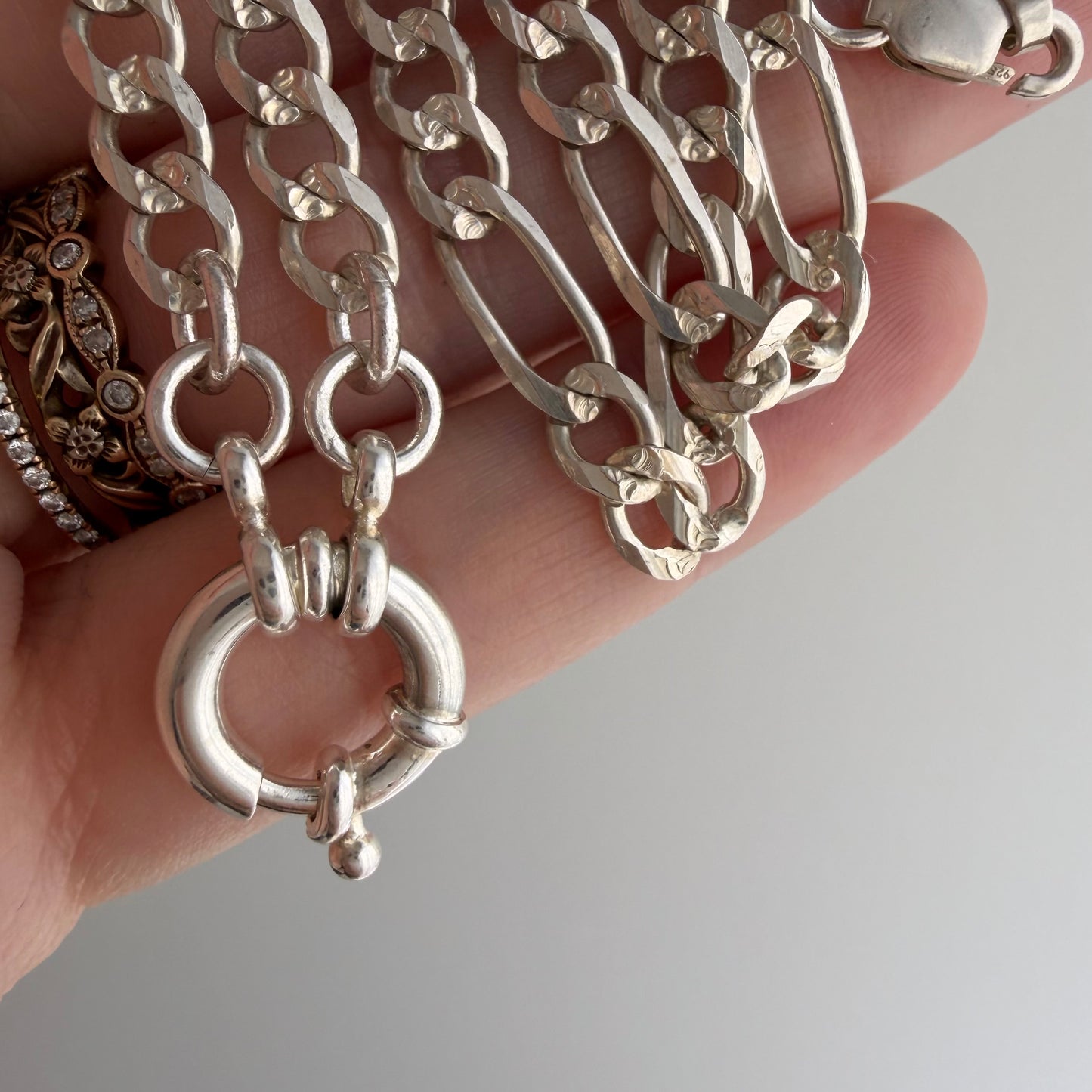 reimagined V I N T A G E // modern day watch chain / re-worked sterling silver figaro chain / 20.5"+, 16.4g