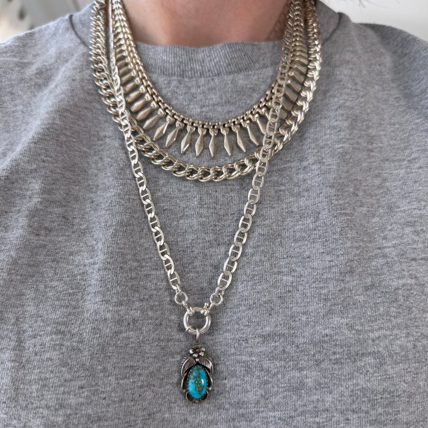 reimagined V I N T A G E // modern day watch chain / re-worked sterling flat mariner anchor sailor chain / 23.5", 18.6g
