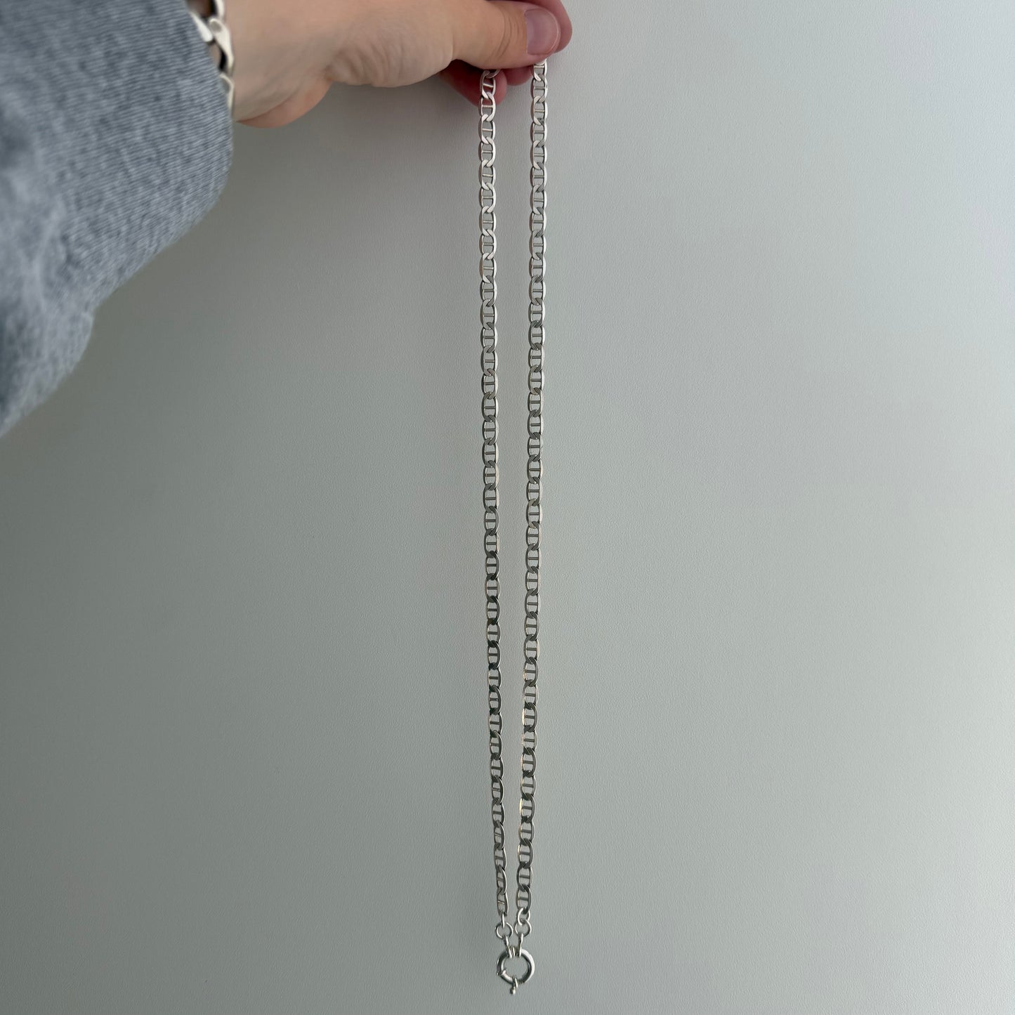 reimagined V I N T A G E // modern day watch chain / re-worked sterling flat mariner anchor sailor chain / 23.5", 18.6g