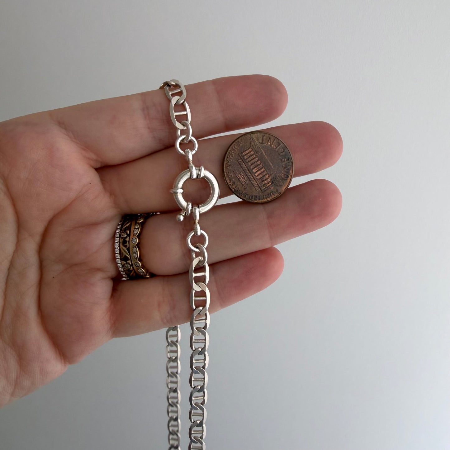 reimagined V I N T A G E // modern day watch chain / re-worked sterling flat mariner anchor sailor chain / 23.5", 18.6g