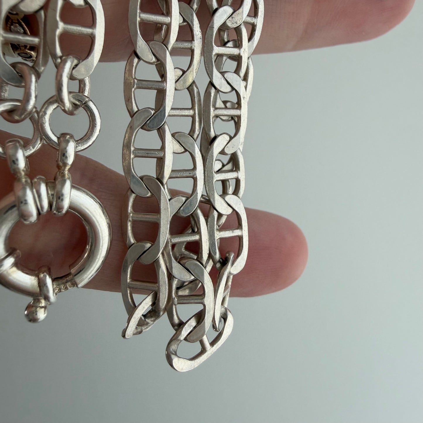 reimagined V I N T A G E // modern day watch chain / re-worked sterling flat mariner anchor sailor chain / 23.5", 18.6g