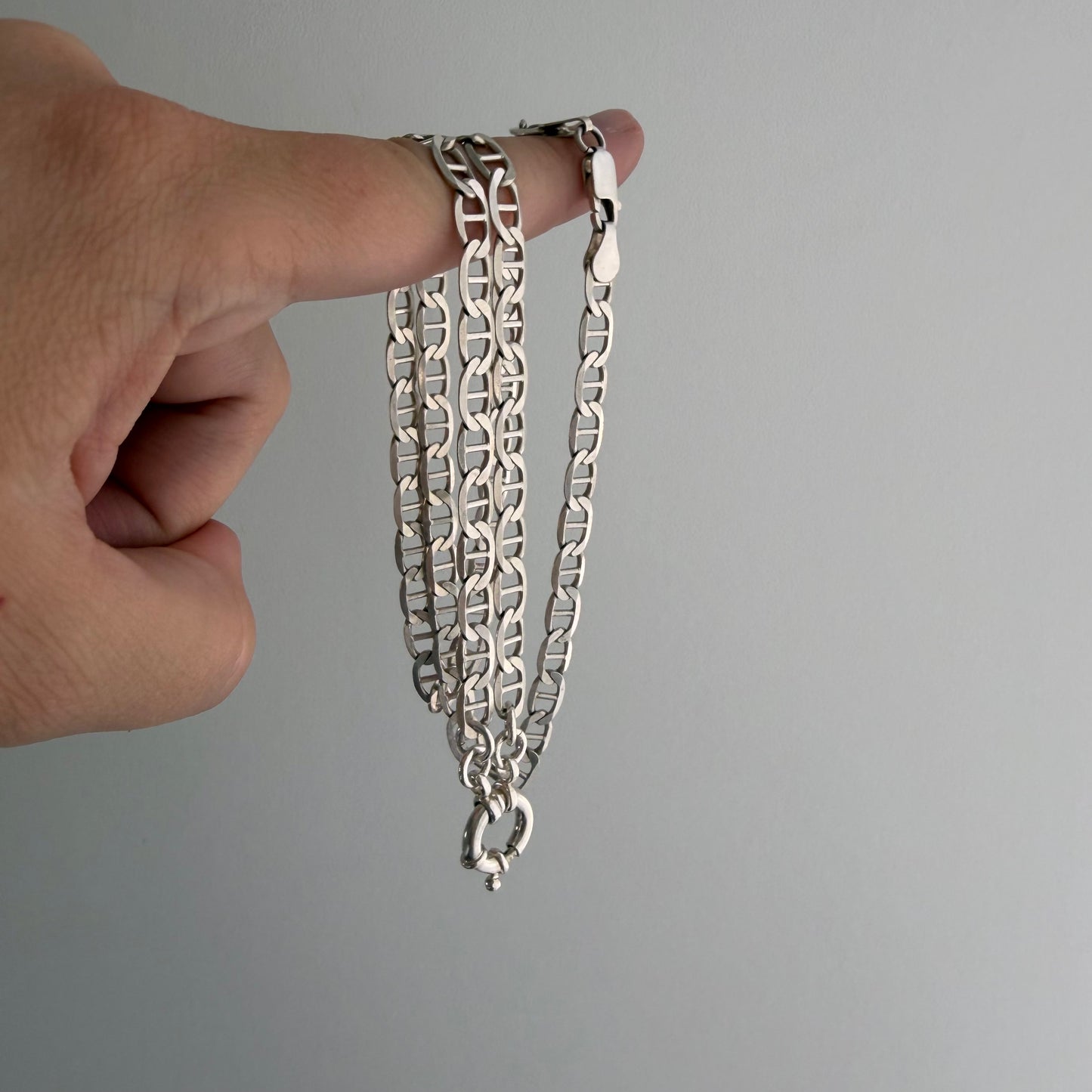 reimagined V I N T A G E // modern day watch chain / re-worked sterling flat mariner anchor sailor chain / 23.5", 18.6g