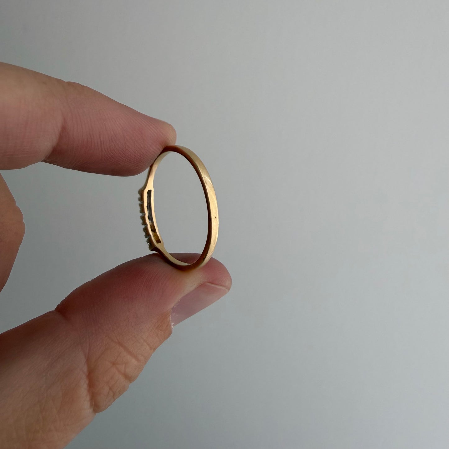 V I N T A G E // skinny stacker / 14k yellow and white gold five diamond band / size 7.75