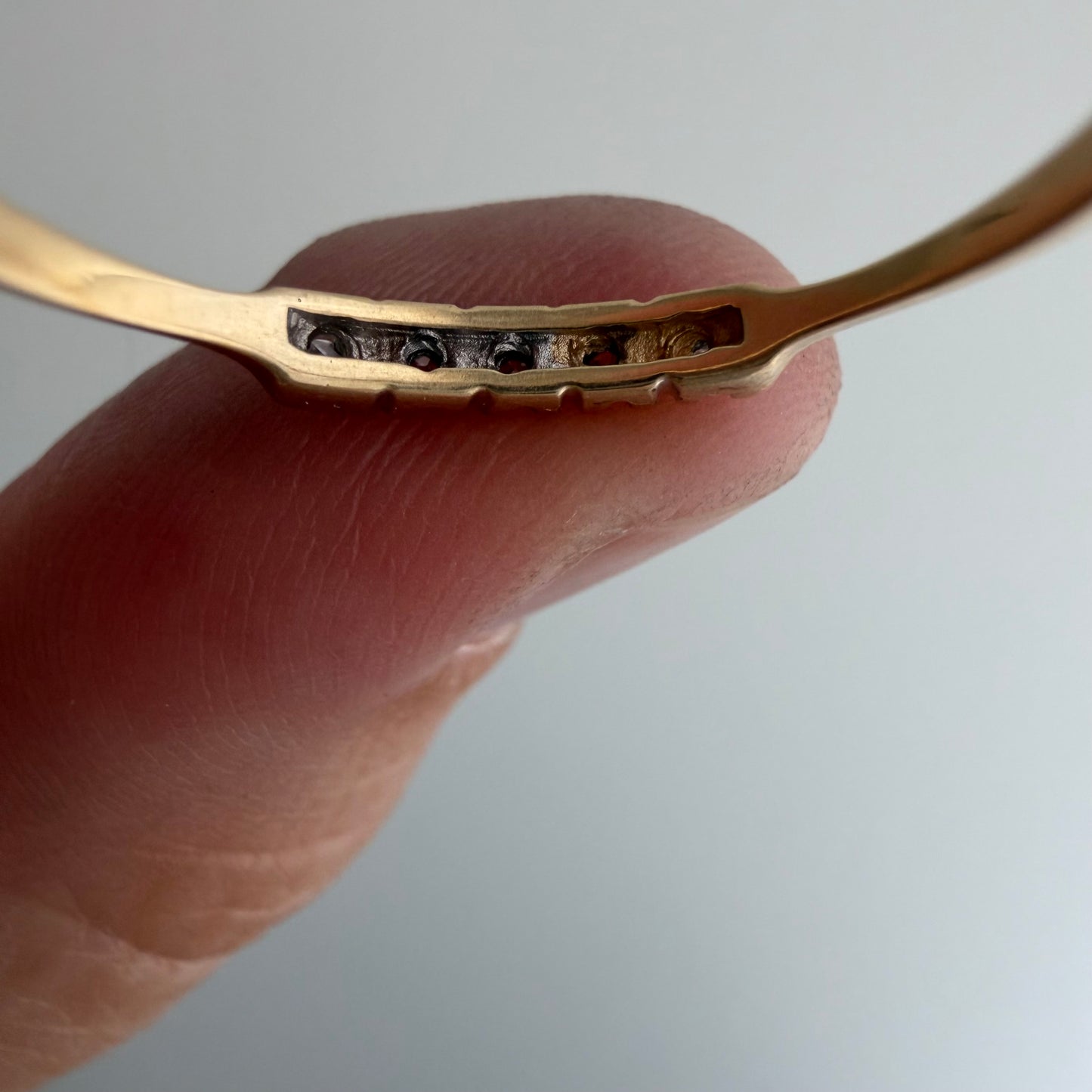 V I N T A G E // skinny stacker / 14k yellow and white gold five diamond band / size 7.75