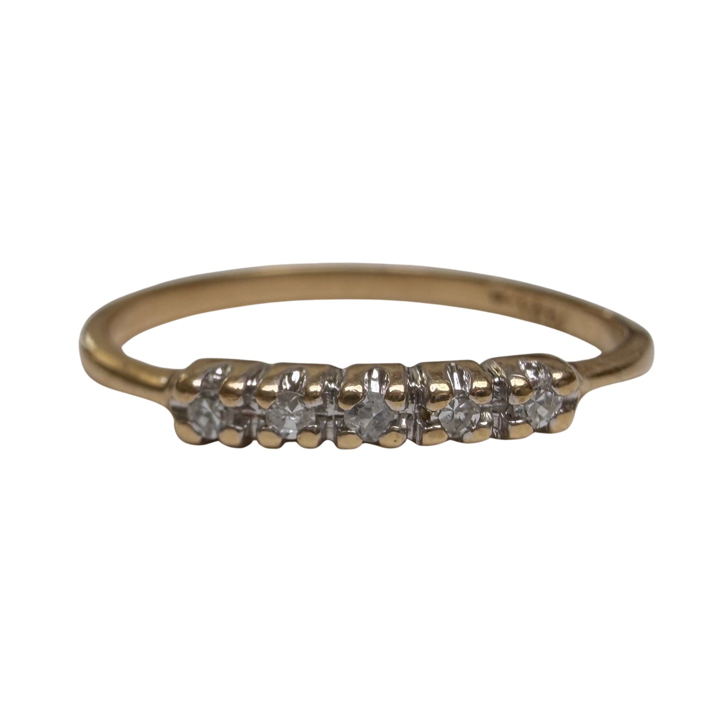 V I N T A G E // skinny stacker / 14k yellow and white gold five diamond band / size 7.75
