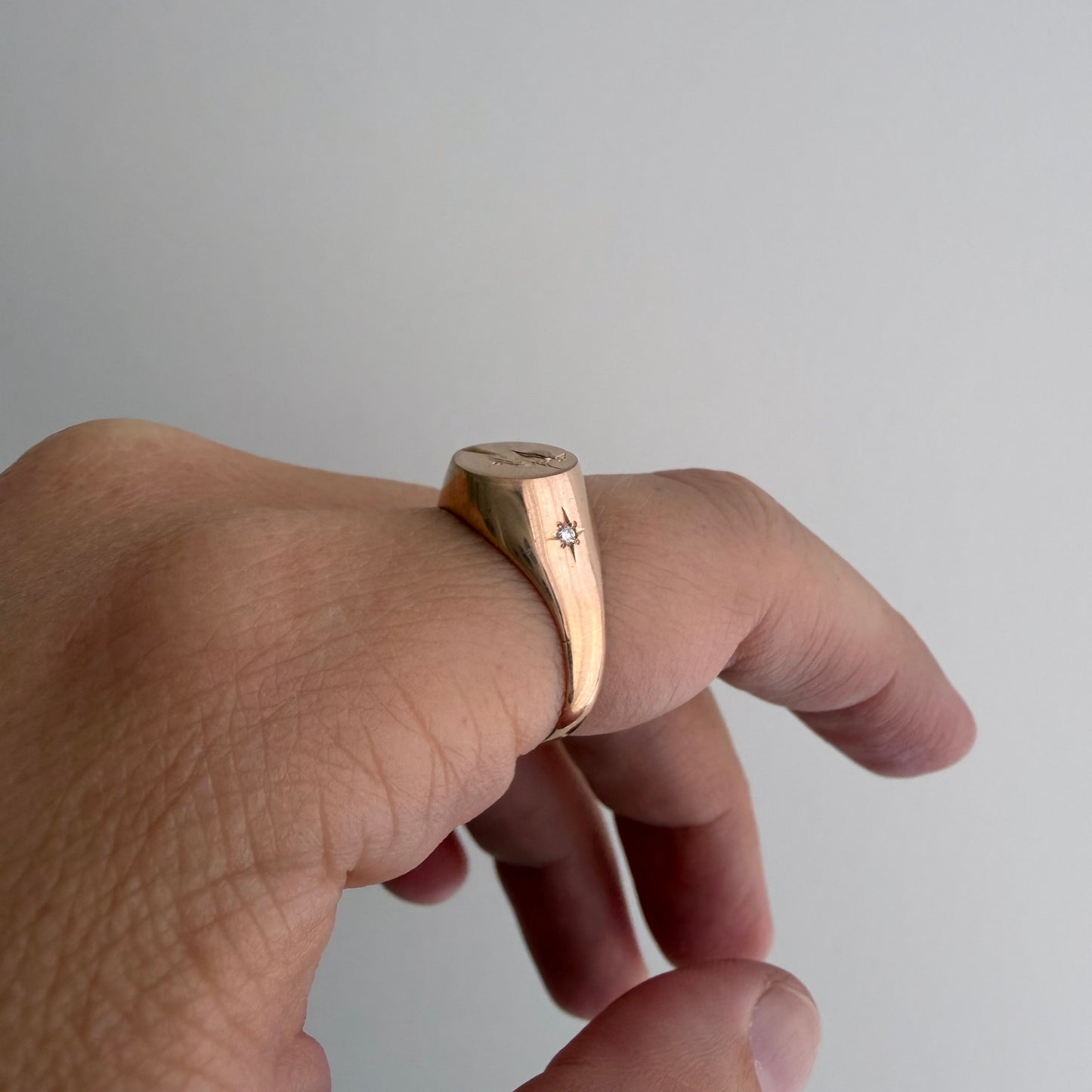 reimagined V I N T A G E // the best witch / 18k rosy yellow gold and diamond round witch signet / size ~6