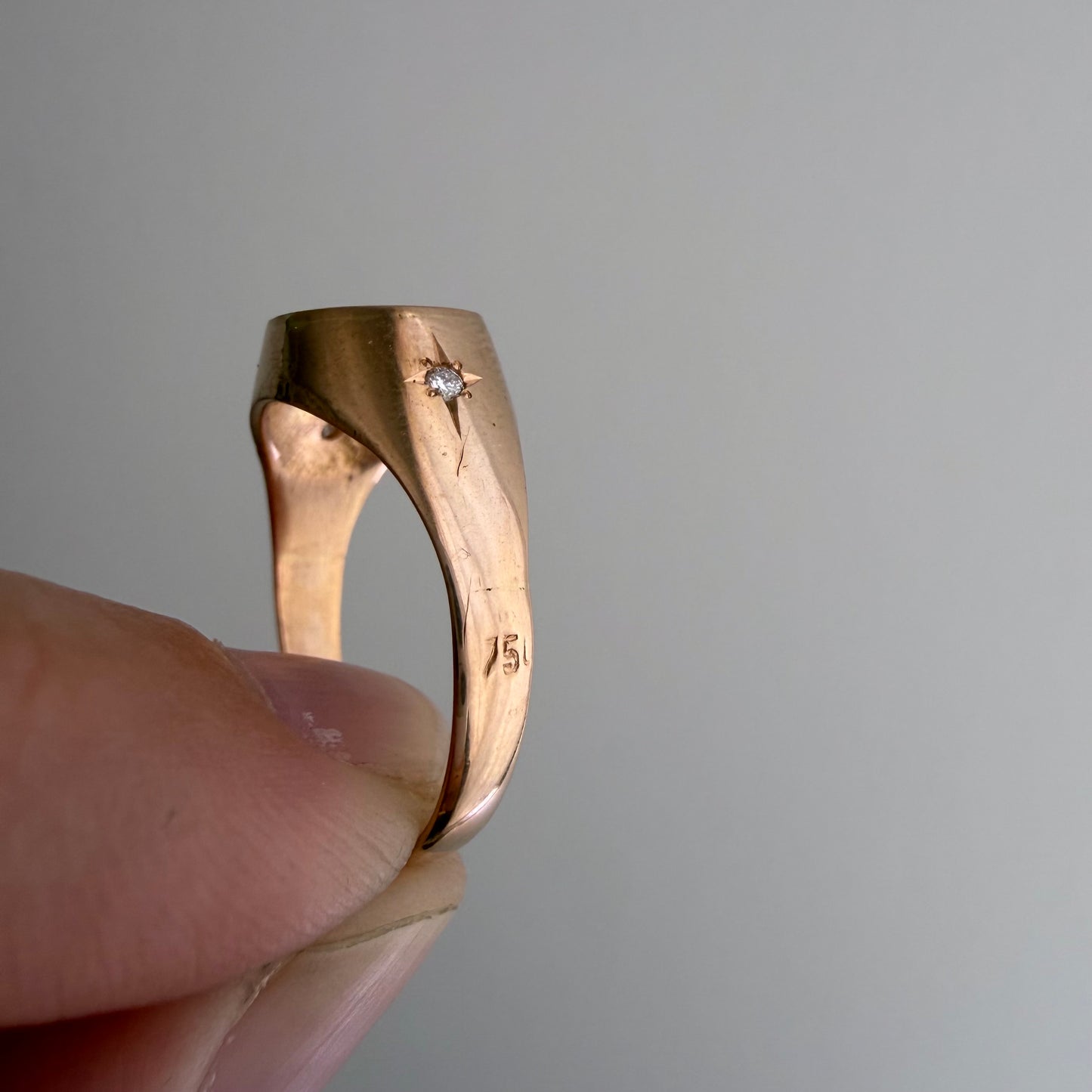 reimagined V I N T A G E // the best witch / 18k rosy yellow gold and diamond round witch signet / size ~6