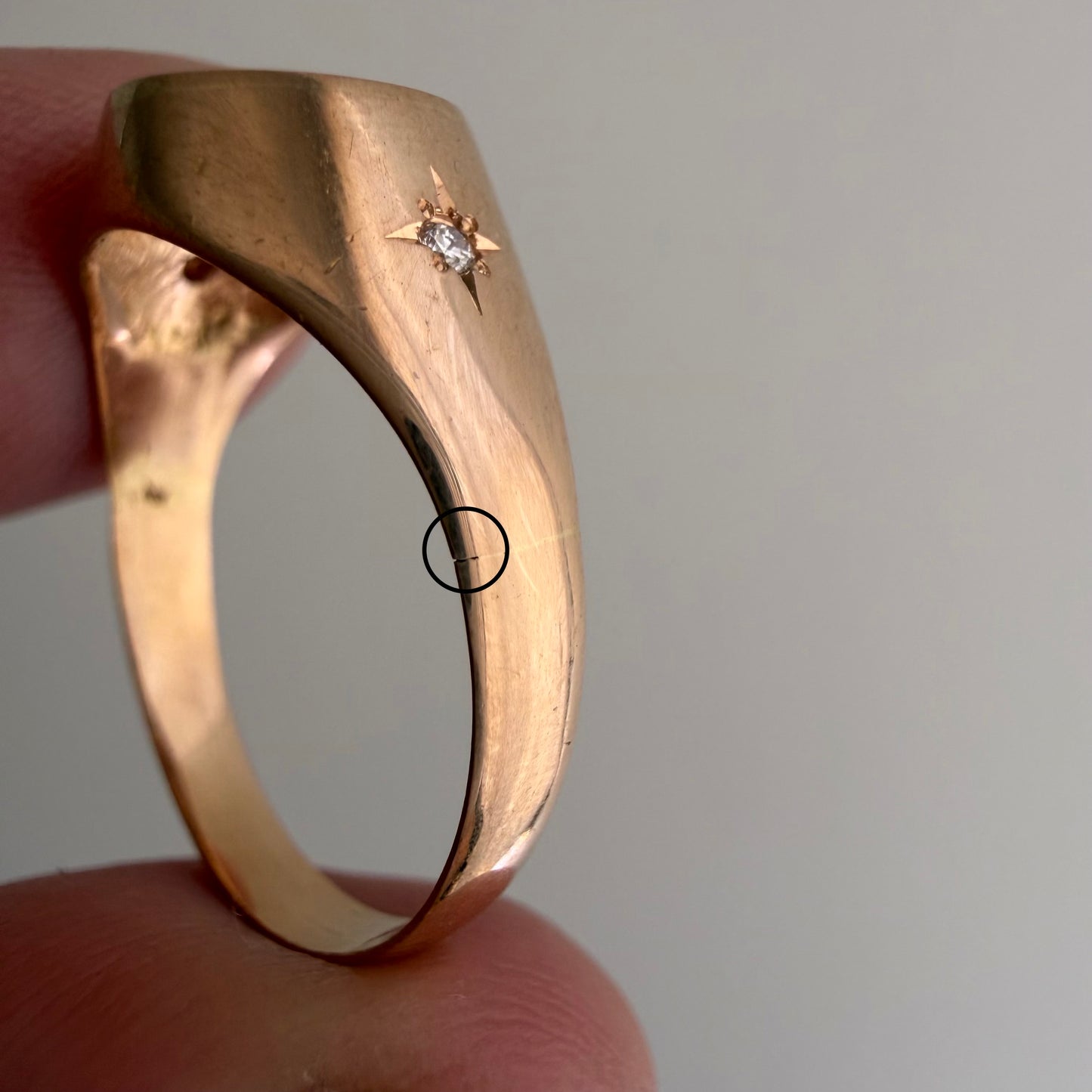 reimagined V I N T A G E // the best witch / 18k rosy yellow gold and diamond round witch signet / size ~6