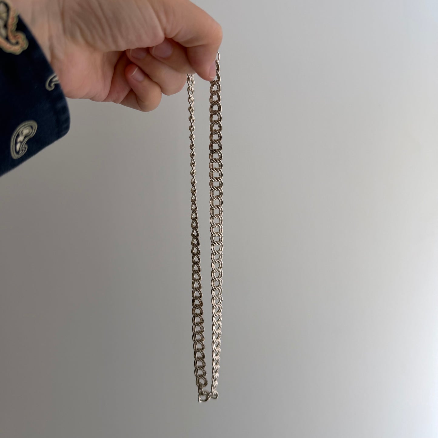 V I N T A G E // the start of something wonderful / sterling silver double curb chain wide flat necklace / 20", 52.9g