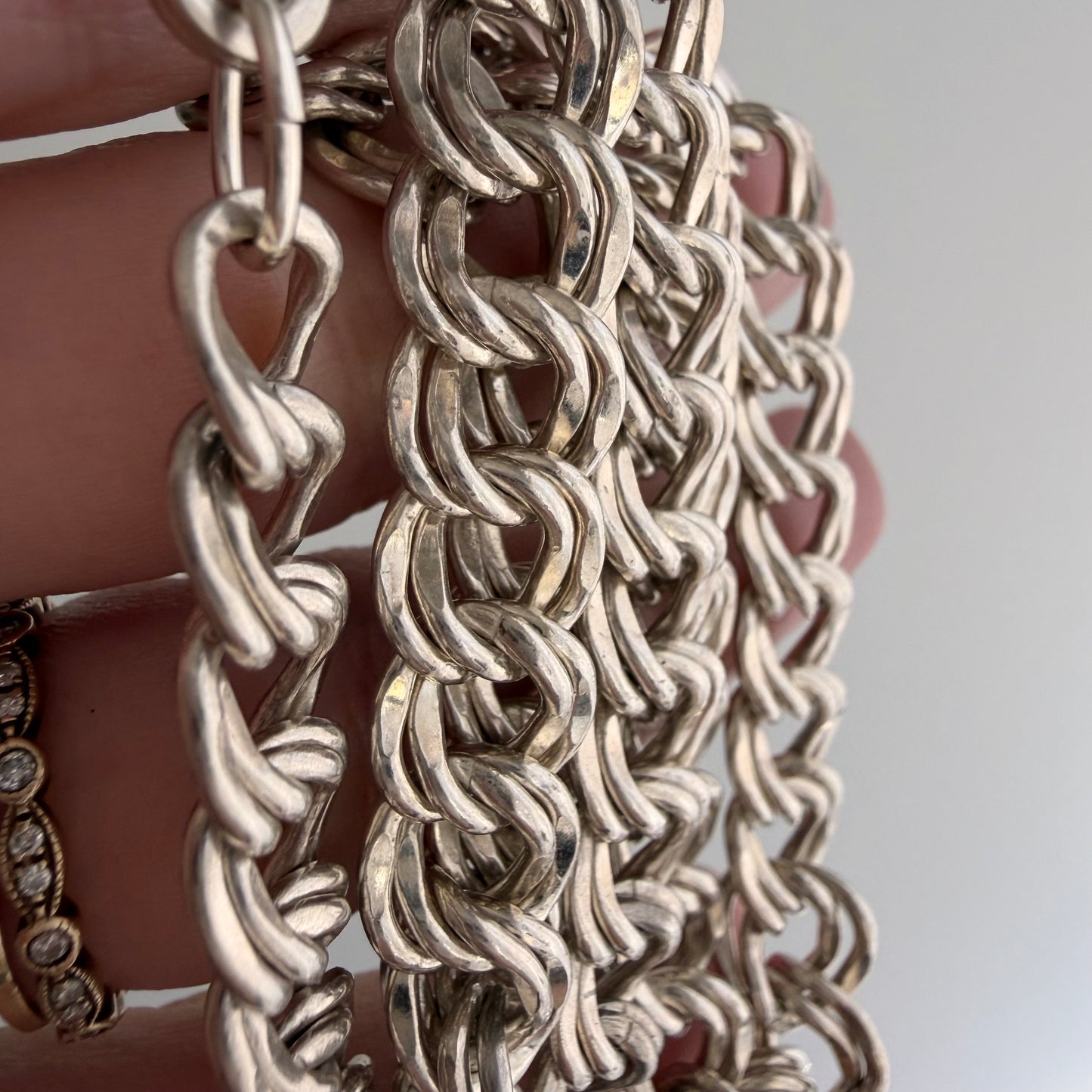 V I N T A G E // the start of something wonderful / sterling silver double curb chain wide flat necklace / 20", 52.9g