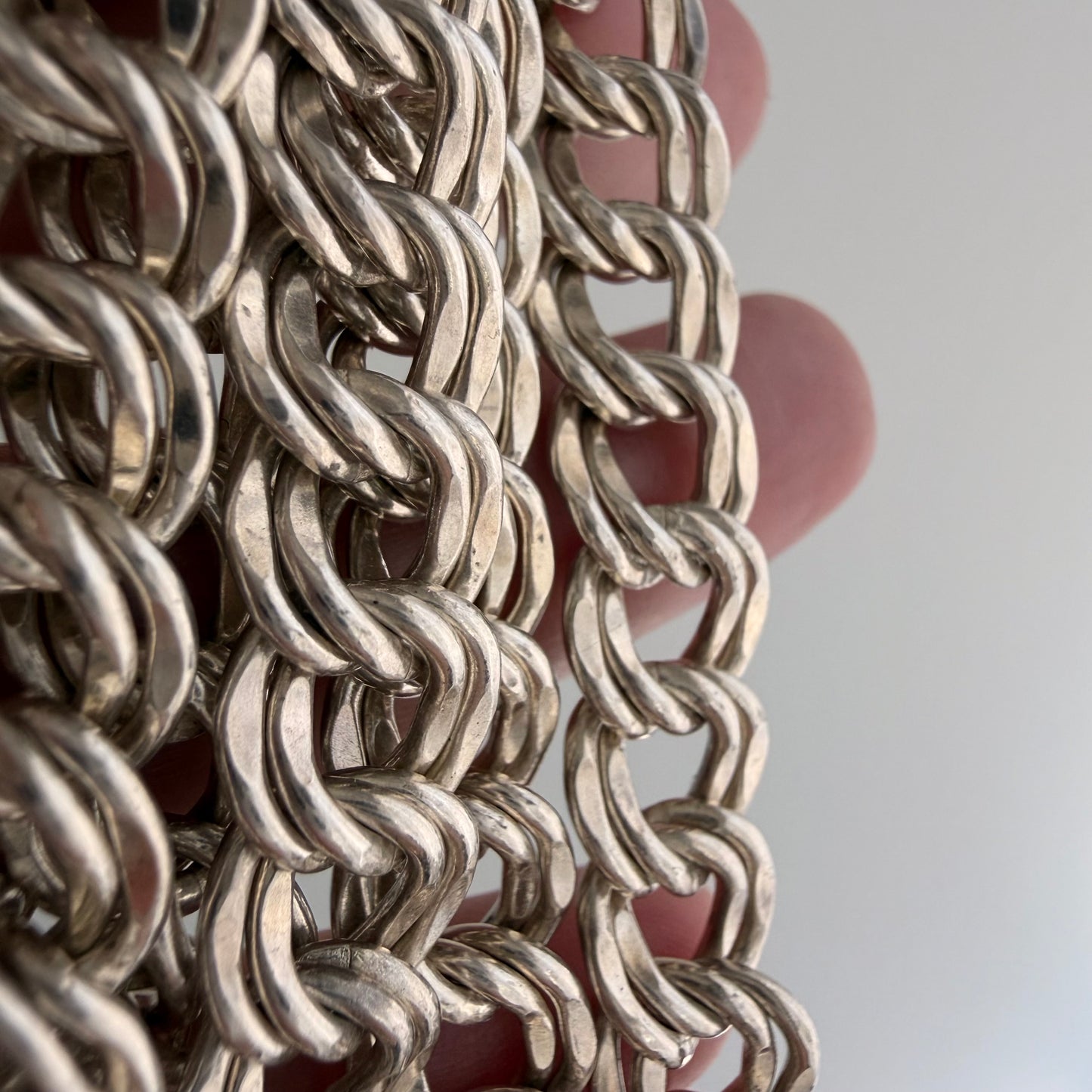V I N T A G E // the start of something wonderful / sterling silver double curb chain wide flat necklace / 20", 52.9g